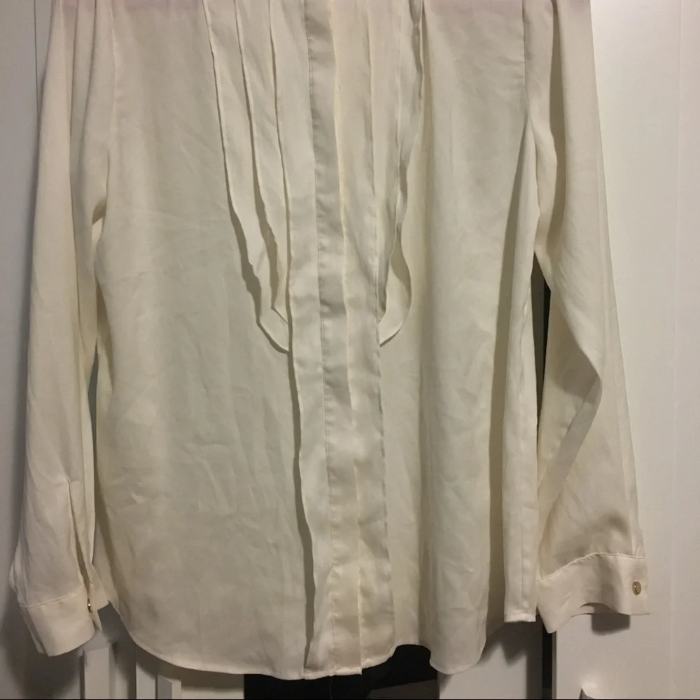 Anne Taylor Cream Ruffle Front Blouse - Picture 2 of 6